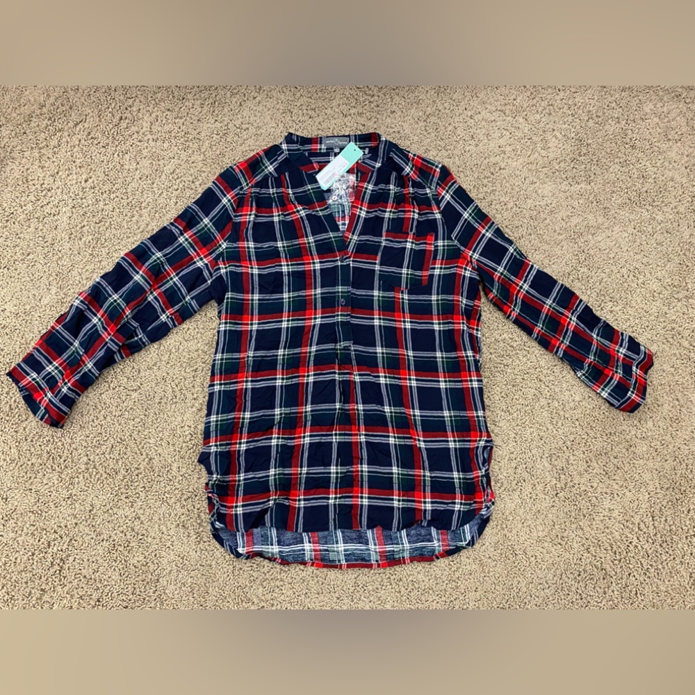 Market & Spruce Stitch Fix Plaid Blouse Shirt